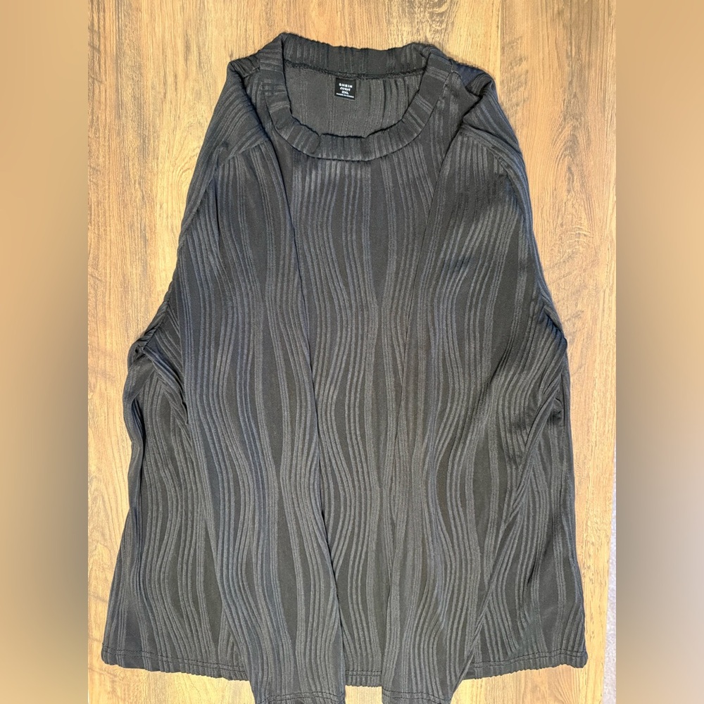 Black Mesh Long Sleeve Top
